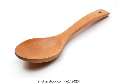 Wood Or Wooden Spoon Isolated On White Background