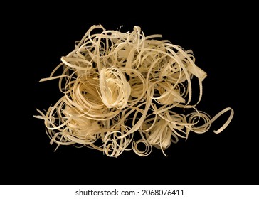 Wood wool isolated on black background - Shutterstock ID 2068076411