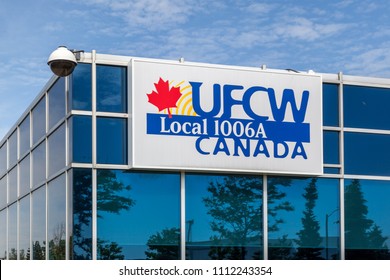 Woodbridge, Ontario, Canada - June 10, 2018: Sign Of UFCW Canada Local 1006A At Their Headquarters In Woodbridge; The United Food And Commercial Workers International Union (UFCW) Is A Labor Union. 