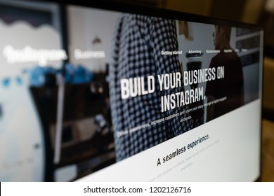 Woodbridge, VA / USA - September 13 2018: Instagram Advertising Ads Digital Marketing On Social Media. Make Internet Sales On App And Online To Promote Sales Growth And Make Money.