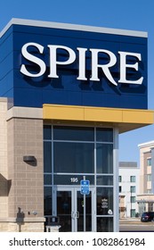 WOODBURY, MN/USA - APRIL 28, 2018: Spire Credit Union Exterior Sign And Trademark Logo.