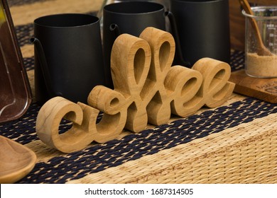 The woodcraft lettering for a coffee shop decoration