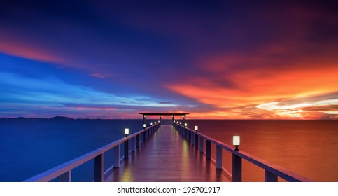 Wooded bridge in the beach island portalong the sunrise time. - Powered by Shutterstock