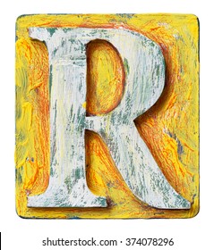 Wooden Alphabet Block, Letter R