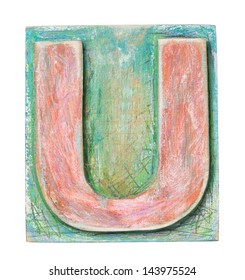 Wooden Alphabet Block, Letter U