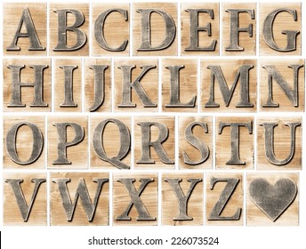 Wooden Alphabet Letter Blocks Isolated On White