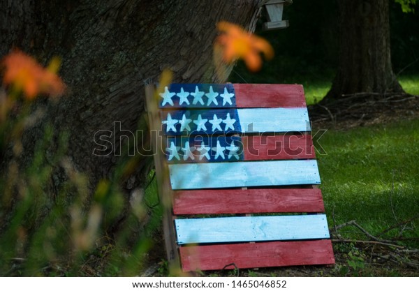 Wooden American Flag Pallet Yard Art Stock Photo Edit Now 1465046852