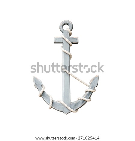wooden anchor isolated on white background,