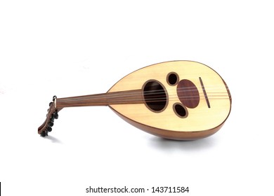 A Wooden Arabian Oud On A White Background