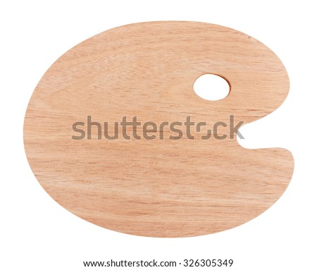Wooden art palette, isolated on white background