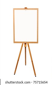 Wooden Artist Easel With Blank Paper Isolated On White