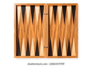 Wooden backgammon board isolated over white background.