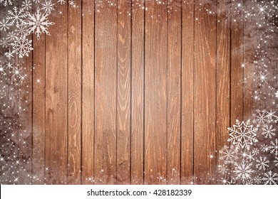 Wooden Background Snow Effect Stock Photo 428182339 | Shutterstock