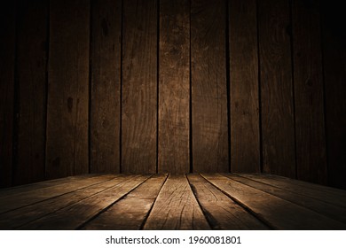 wooden background with a table for the montage of your product - Shutterstock ID 1960081801