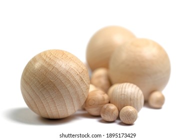 Wooden balls against white background