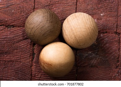 Wooden balls on table