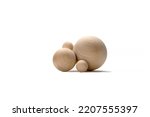 Wooden balls on a white background. Design elements.