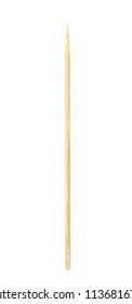 Wooden Bamboo Pointed Tip Stick Thin Isolated On White Background, Single Tipped Wooden Bamboo Chopstick For Skewer Foods, Bamboo Sticks Or Wooden Skewers Used To Hold Pieces Food