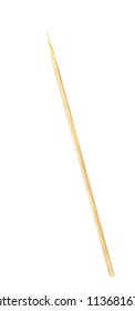 Wooden Bamboo Pointed Tip Stick Thin Isolated On White Background, Single Tipped Wooden Bamboo Chopstick For Skewer Foods, Bamboo Sticks Or Wooden Skewers Used To Hold Pieces Food