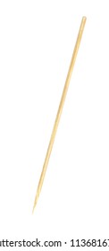 Wooden Bamboo Pointed Tip Stick Thin Isolated On White Background, Single Tipped Wooden Bamboo Chopstick For Skewer Foods, Bamboo Sticks Or Wooden Skewers Used To Hold Pieces Food