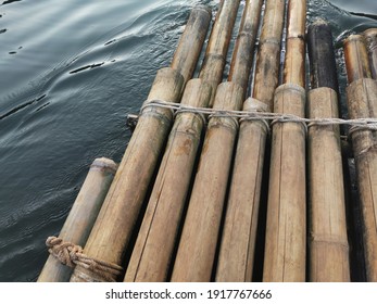 Wooden Bamboo Raft Floatingbamboo Rafting Stacked Stock Photo ...