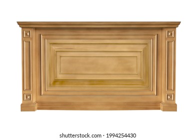 Wooden Bar Counter Isolated On White Background With Clipping Path