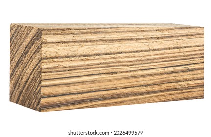 Wooden Bar Isolated On A White Background. Zebrano, An Exotic Wood Species.