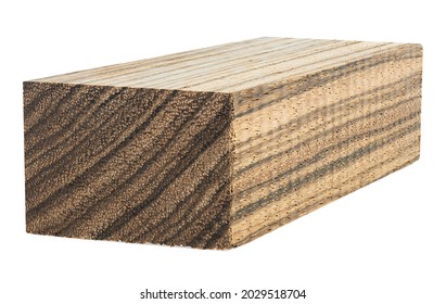 Wooden Bar Isolated On A White Background. Zebrano, An Exotic Wood Species.