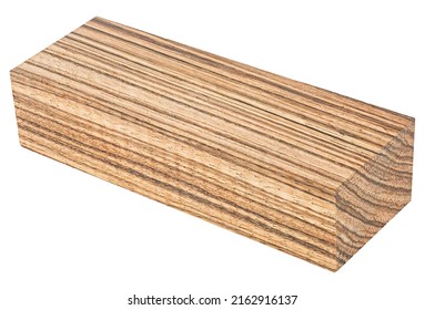 Wooden Bar Isolated On A White Background. Zebrano, An Exotic Wood Species.