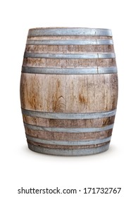 Wooden Barrel With Metal Rings