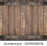 wooden barrel with metal rusty straps template background