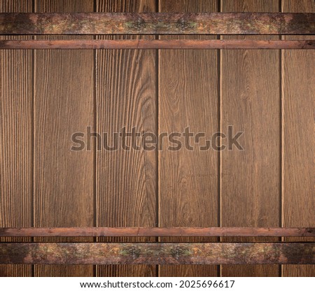wooden barrel with metal rusty straps template background
