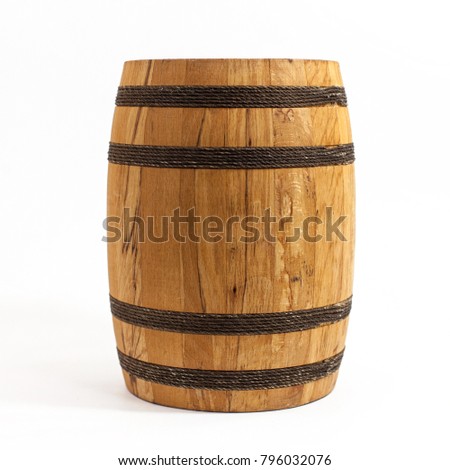 Wooden Barrel solated on white background.
