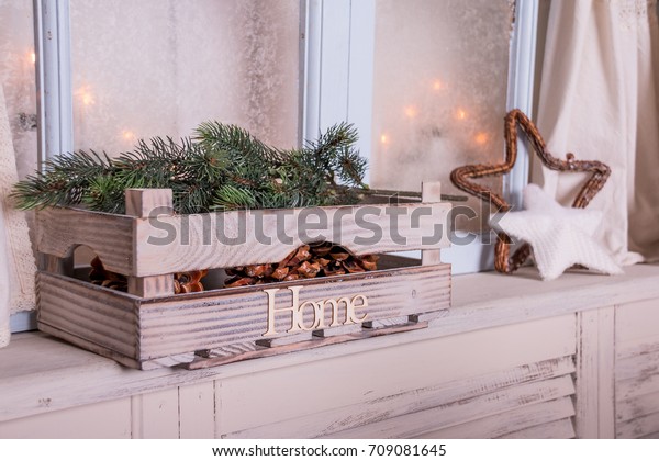 Wooden Basket Tree On Windowsillhome Decoration Stock Photo Edit