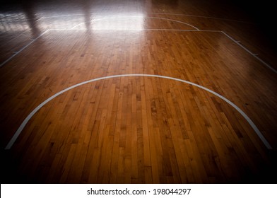 Wooden Basketball Court For Background