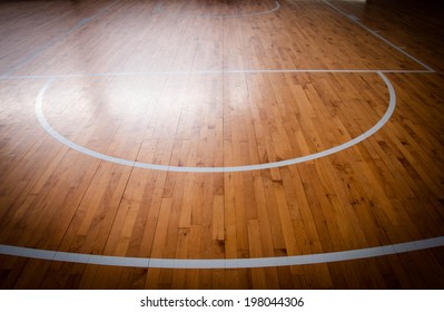 Wooden Basketball Court For Background