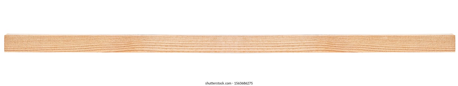 Wooden Beam Isolated On White Background. Pine Wooden Bar.