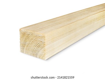 Wooden Beam Isolated On The White Background