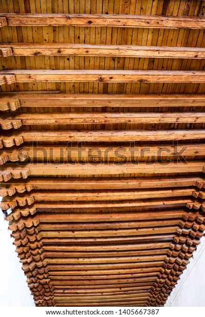 Wooden Beams That Make Beautiful Ceiling Stock Photo Edit