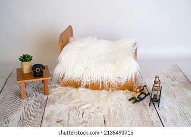 wooden bed decoration newborn prop