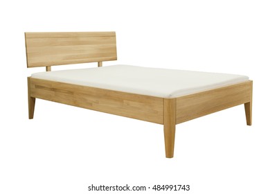 Wooden Bed Isolated On White