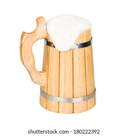 Wooden Beer Mug Isolated On White