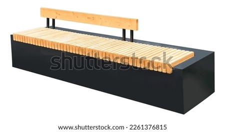 wooden bench with black frame in the park isolated on white