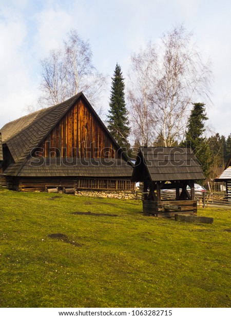Wooden Bench Wooden Building Timber Czech Stock Photo Edit Now