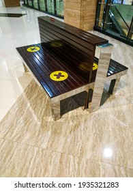 Wooden Bench Inside The Shopping Mall At Yogyakarta