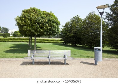 Wooden Bench In London Park