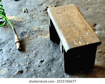 wooden bench for motorcycle mechanics in the workshop - Powered by Shutterstock