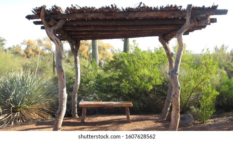 Wooden Bench And OverHead In Airzona