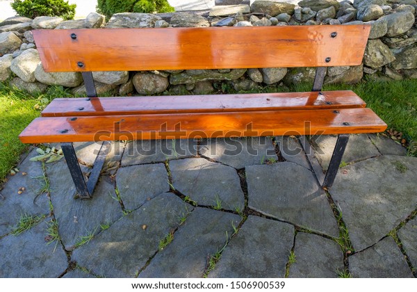 Wooden Bench Park Revheim Church Under Stock Photo Edit Now