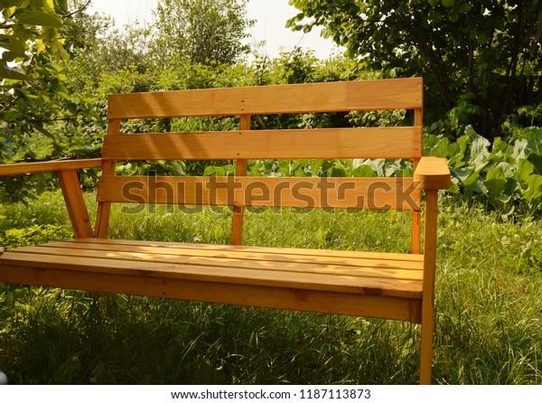 Wooden Bench Summer Garden Patio Design Stock Photo Edit Now